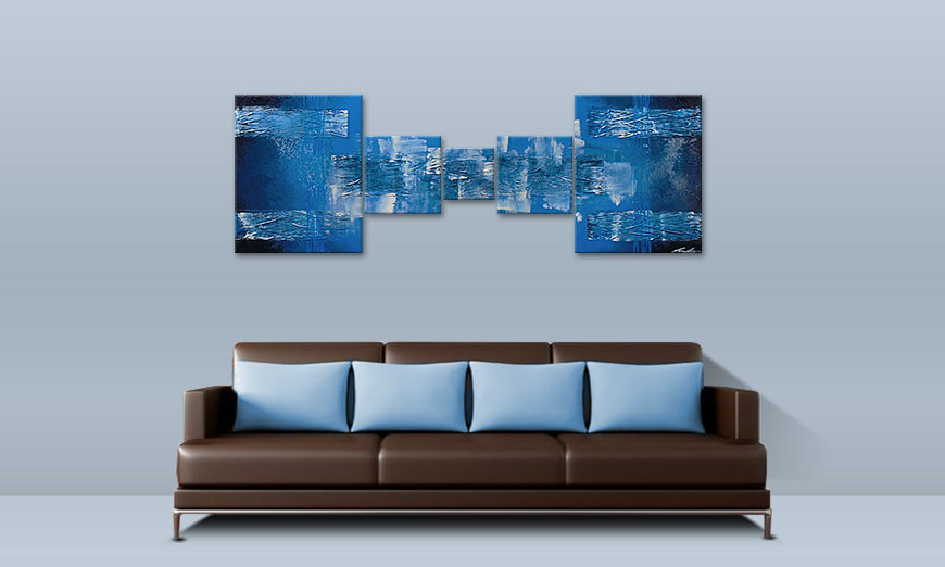El cuadro Blue Waves 180x60cm