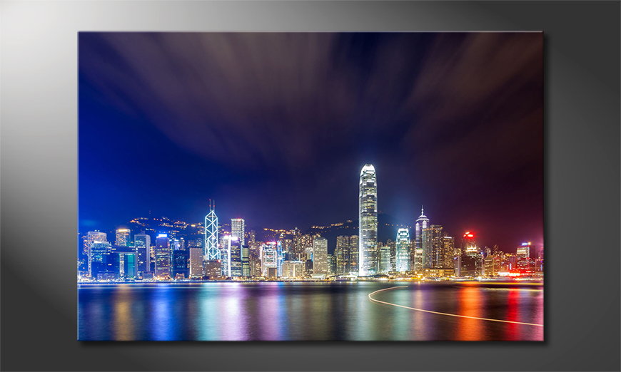 El-cuadro-impreso-Hongkong-at-Night
