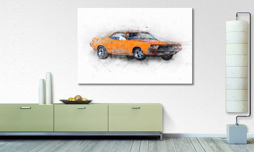 El cuadro moderno Orange Muscle Car