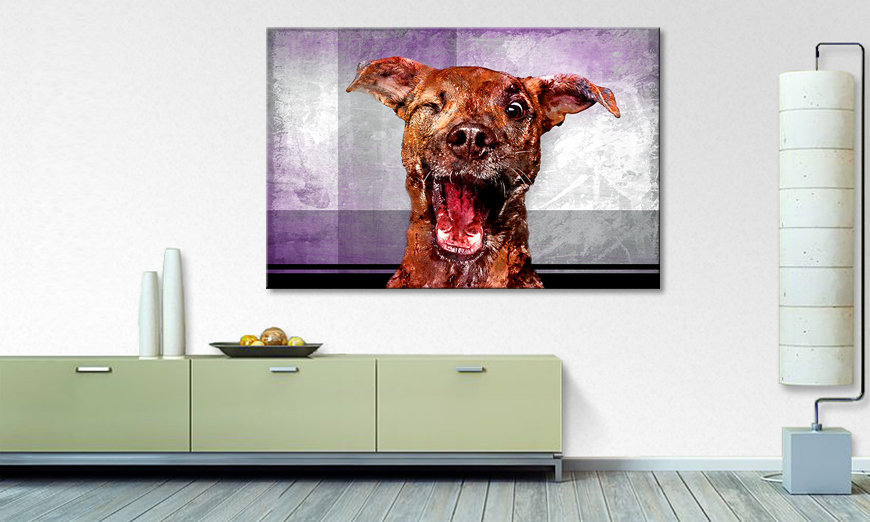 Impresión de arte moderno Happy Dog 120x80 cm