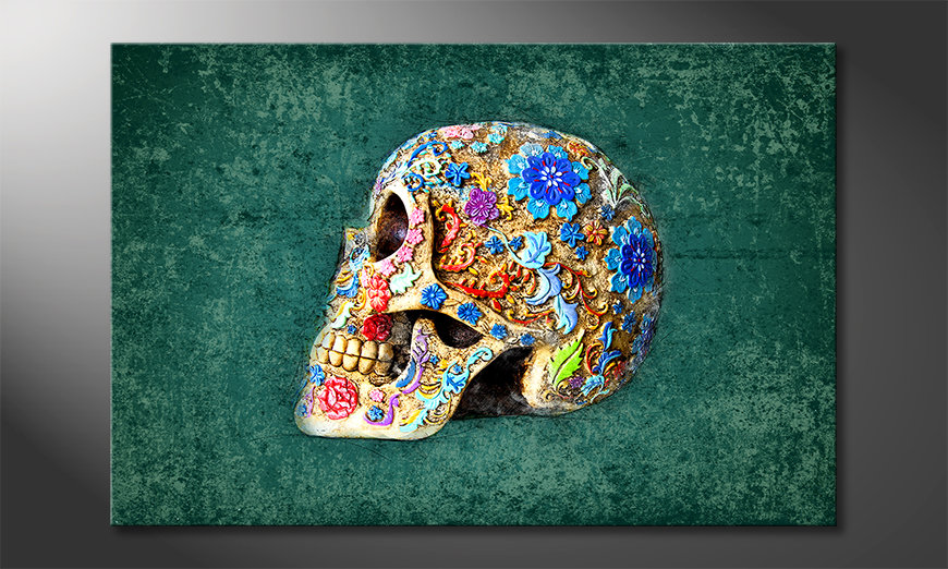 Impresión-de-la-lona-Colorful-Skull