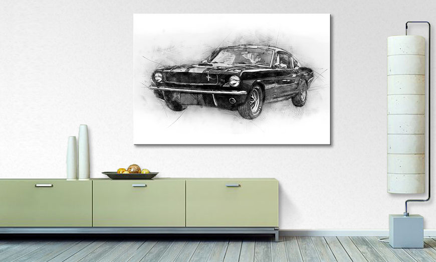 La cuadro impresa Black Mustang 120x80 cm