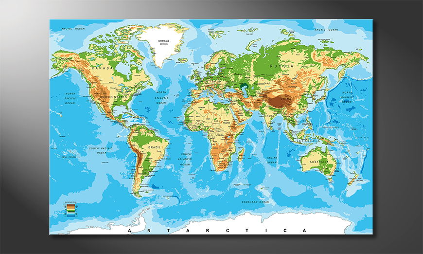 La-cuadro-impresa-World-Map-New-Look-120x80-cm
