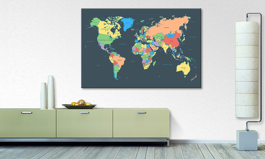La impresión exclusiva Colorful Map 120x80 cm