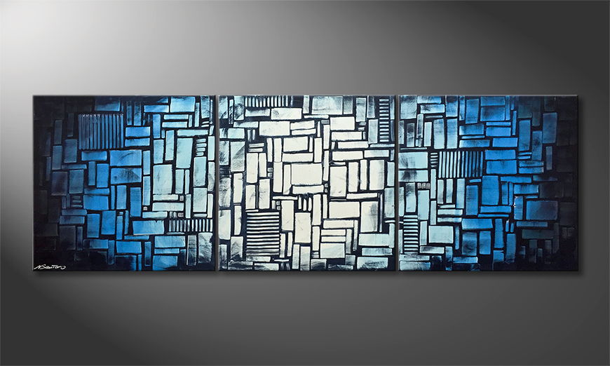 Arte moderno Cubic Waves 210x70cm