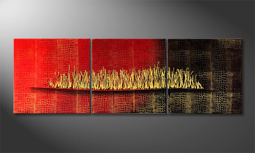 Arte moderno Gold Fire 180x60cm