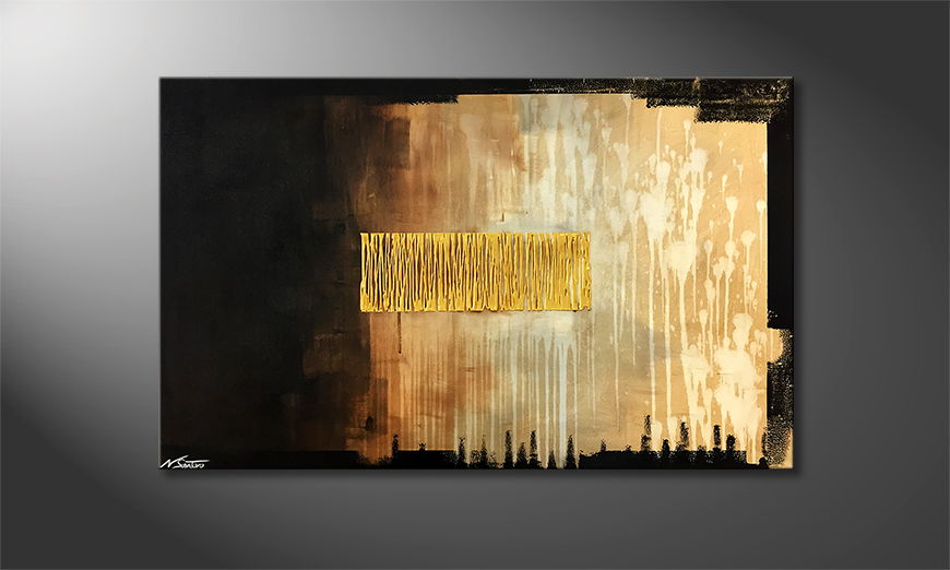 Arte moderno Gold Rain 120x75cm