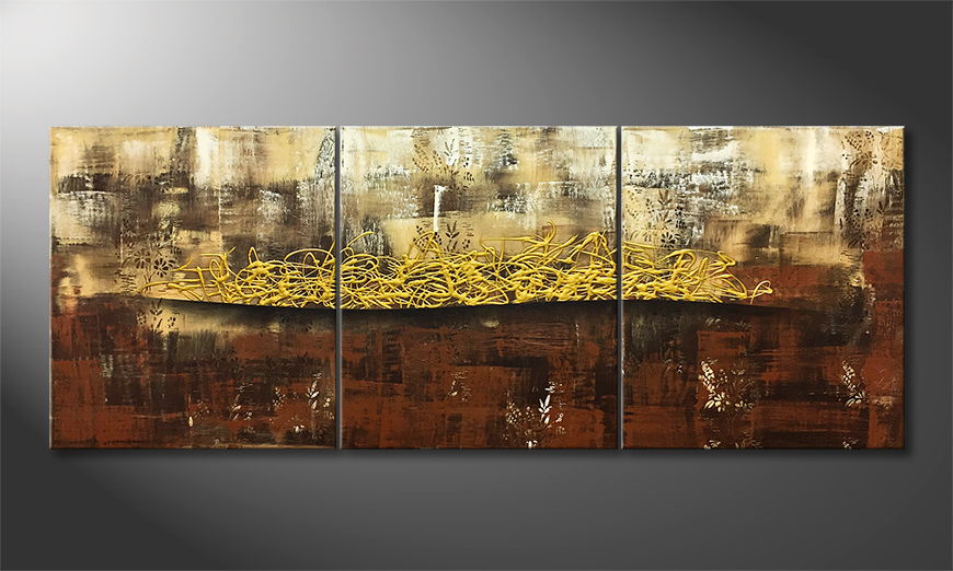 Arte moderno Golden Afterglow 180x70cm