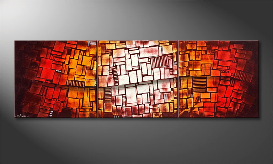 Arte moderno Inflammable Town 240x80cm