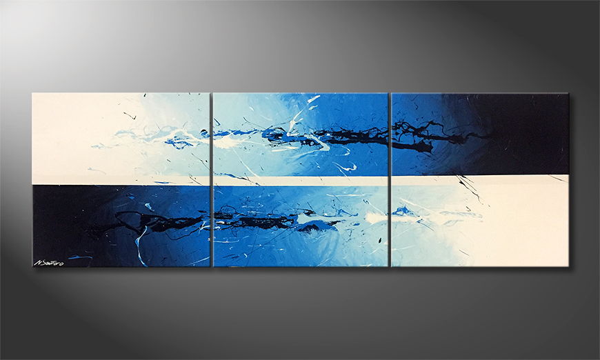 El cuadro Blue Stream 210x70cm