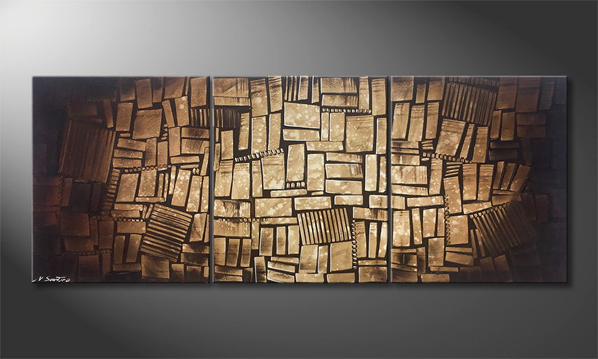 El cuadro moderno Cubic Wood 180x70cm