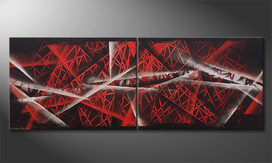 El cuadro moderno Red Night 160x60cm