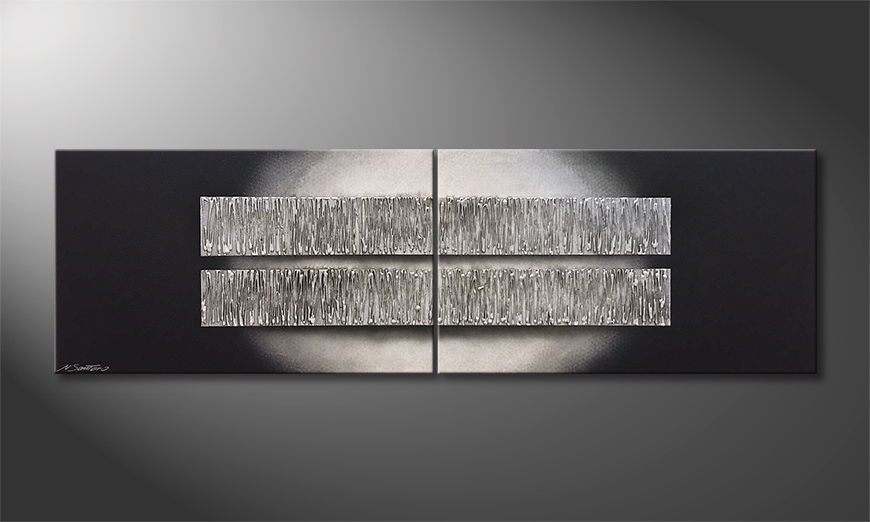 El cuadro moderno Silver Reflection 200x60cm
