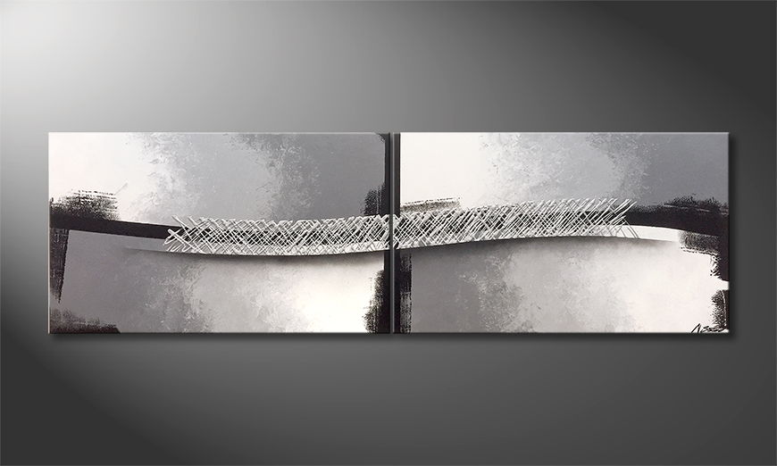 El cuadro moderno Silver Stream 200x60cm