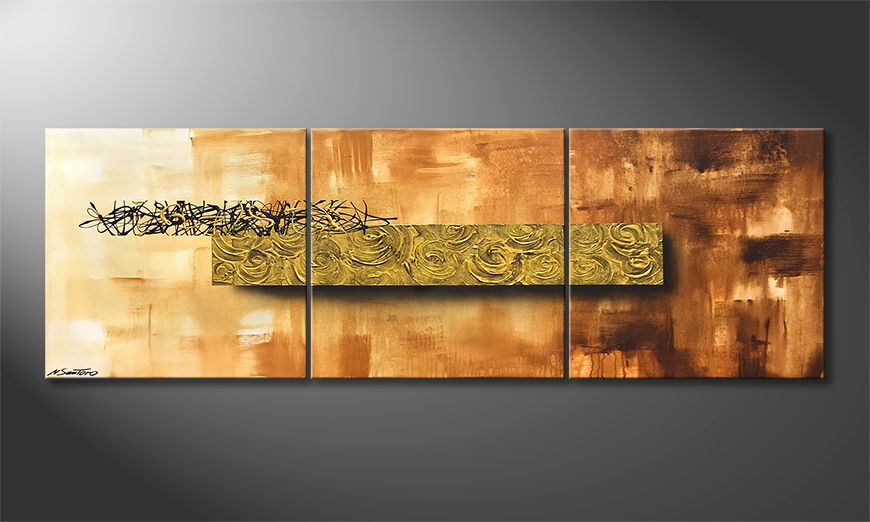 El cuadro para la sala Golden Roses 180x60cm