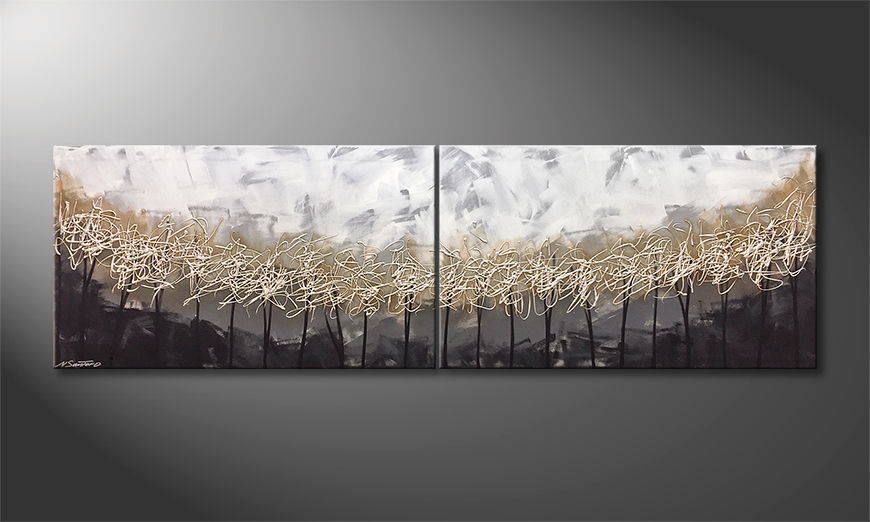La pintura exclusiva Silver Trees 200x60cm