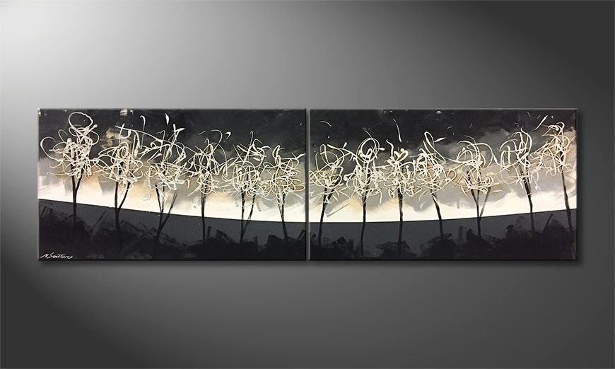 La pintura exclusiva Silver Trees 200x60cm
