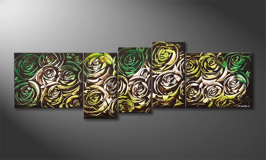 Nuestro cuadro Green Roses 210x70cm