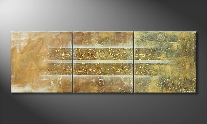 Pintura de lienzo Golden Easiness 210x70cm