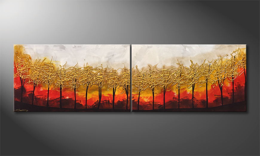 Pintura de lienzo Golden Trees 200x60cm