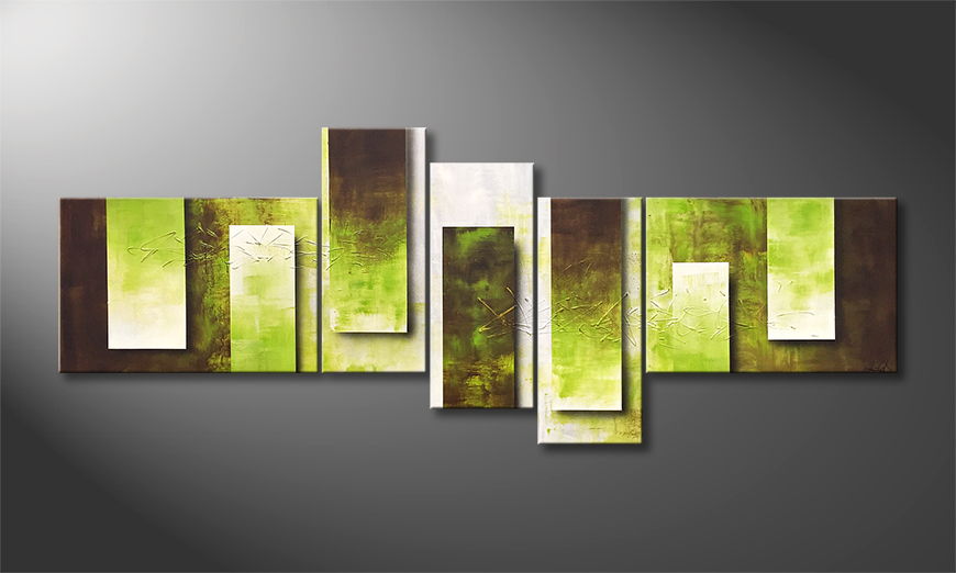 Pintura de lienzo Green Tide 230x90cm