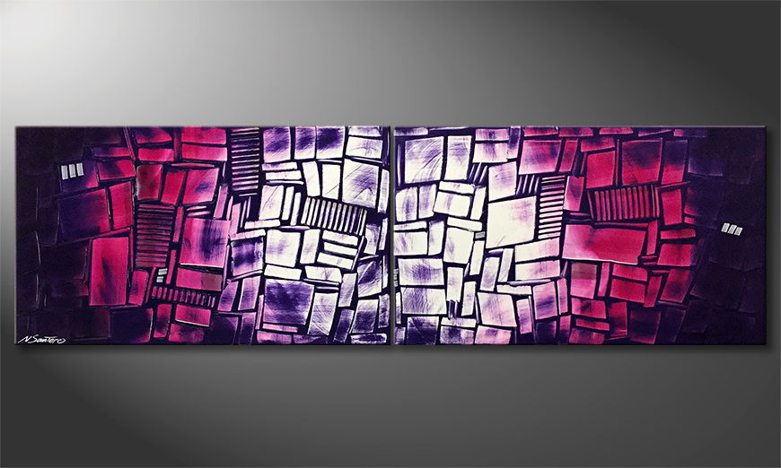 Pintura de lienzo Purple Window 200x60cm