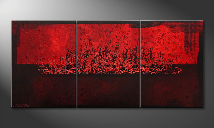 Pintura de lienzo Red Night 150x70cm