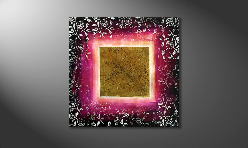Pintura de lienzo Rosy Gold 80x80cm