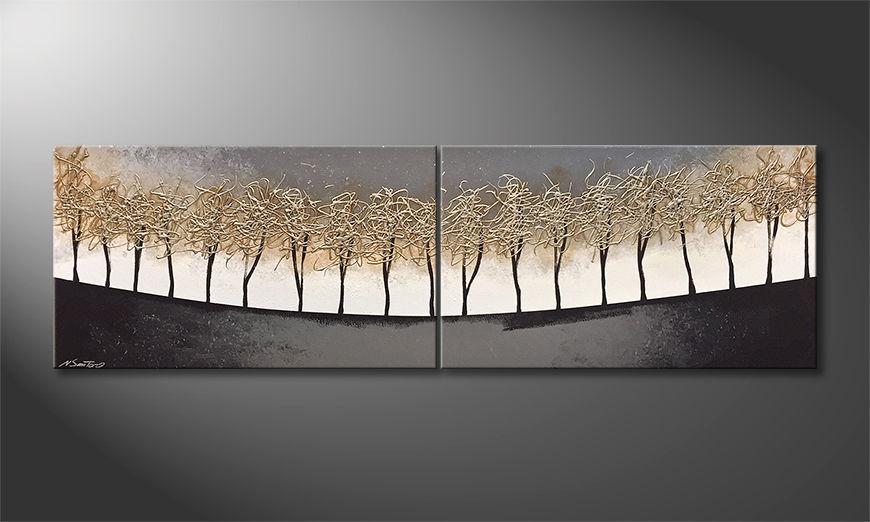 Pintura de lienzo Silver Trees 200x60cm
