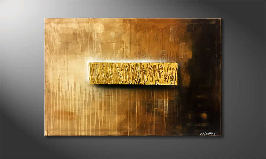 Pintura de lienzo Wet Gold 120x80cm